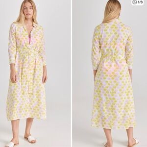 Marea by Liz Joy Midi Shirt Dress Yellow Block Print Cotton Dress